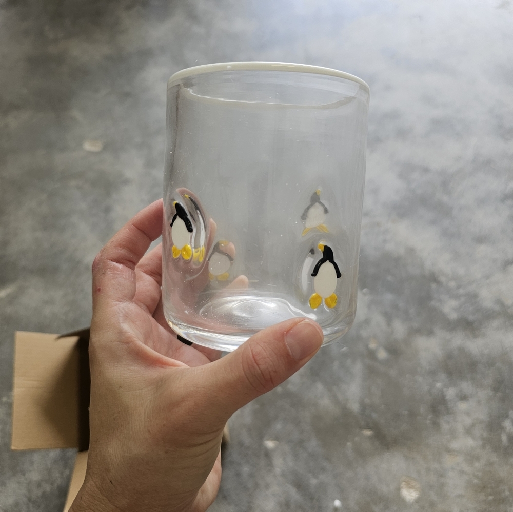 Anthropologie Penguin Christmas Glass Cup
